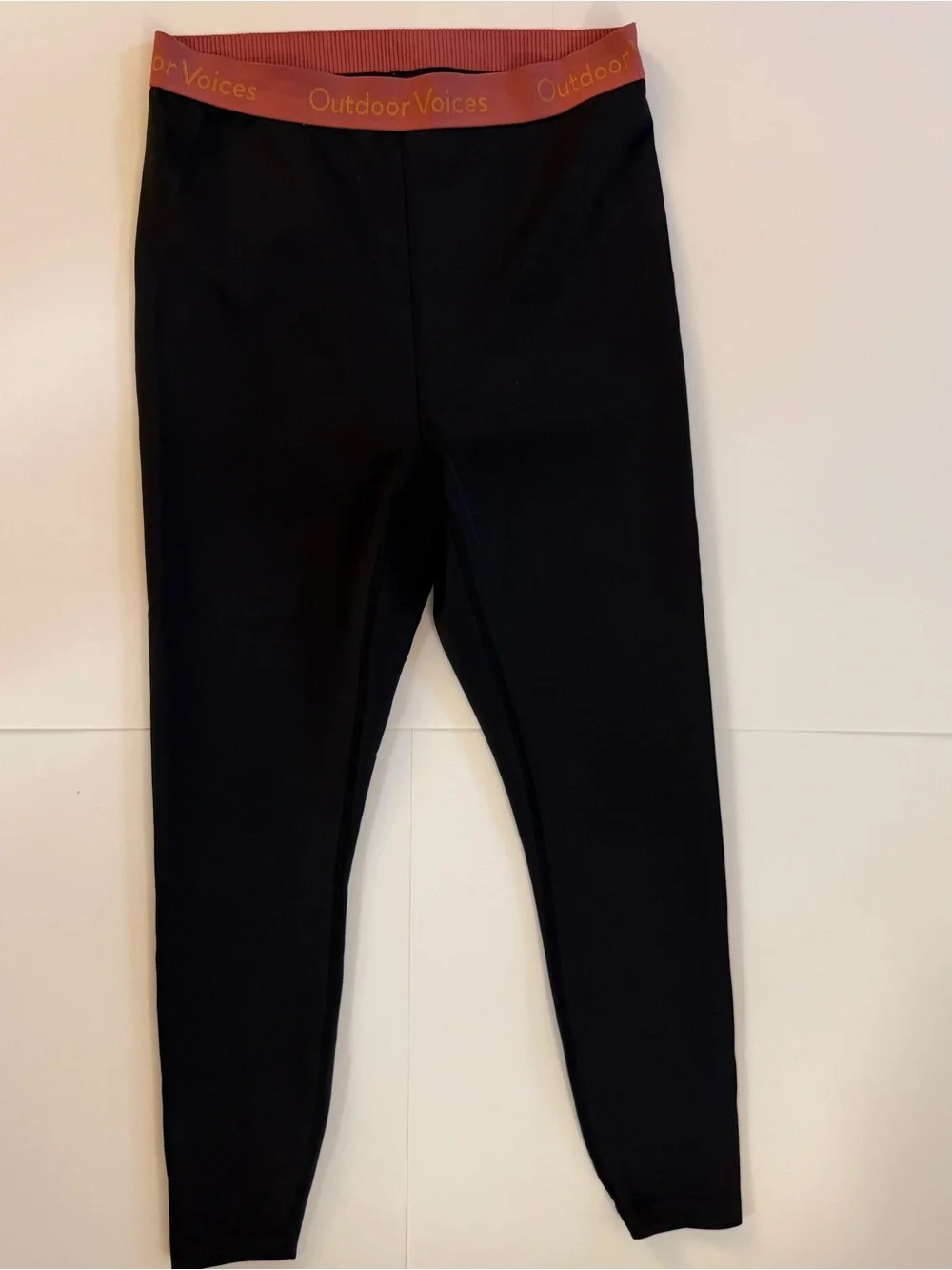 Outdoor Voices TechSweat Black Leggings Mauve Logo Waistband Large - Picture 2 of 7